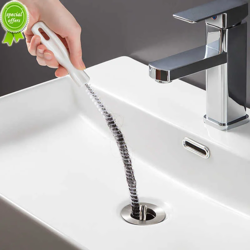 Nytt 64 cm rör muddring borste badrum håravlopp diskbänk böjbar rengöring borst badrum kök tillbehör avloppsläpp renare verktyg