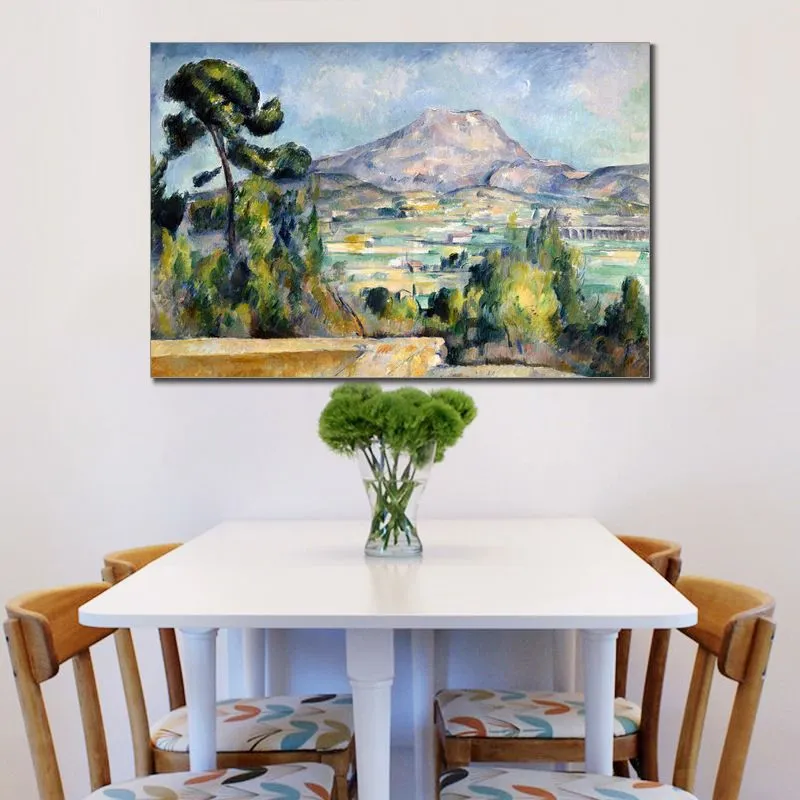Canvas Artwork La Montagne Sainte-victoire Paul Cezanne Painting Handmade Impressionist Landscape Art for Dining Room