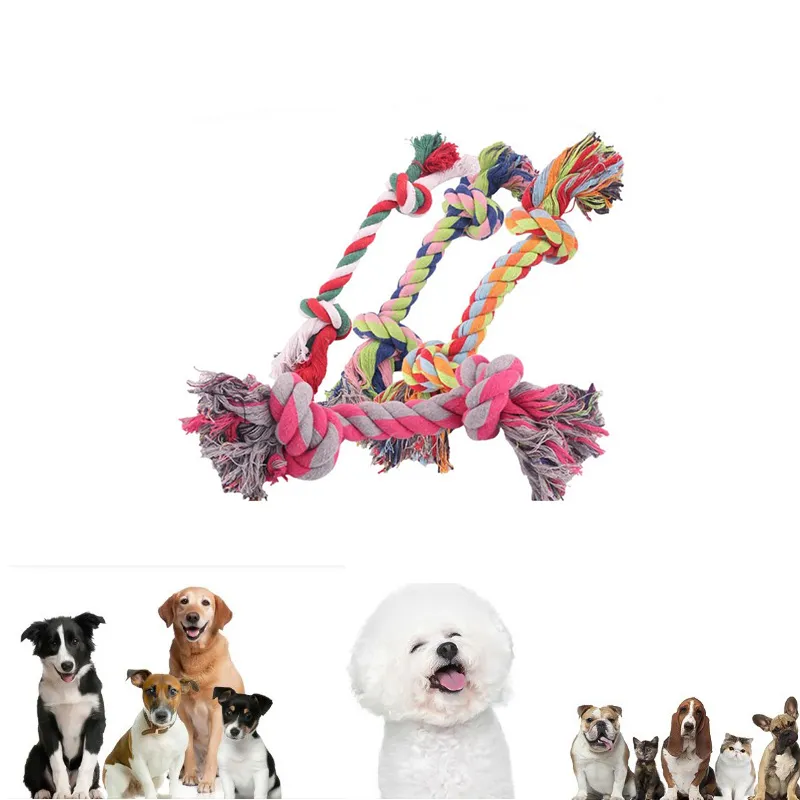 Pet Dog Cat Manual Weave Cotton Rope Knot Toy Teeth Cleaning Supplies Molar Toy Chew Bite Rope Knot For Small Medium Big Dog