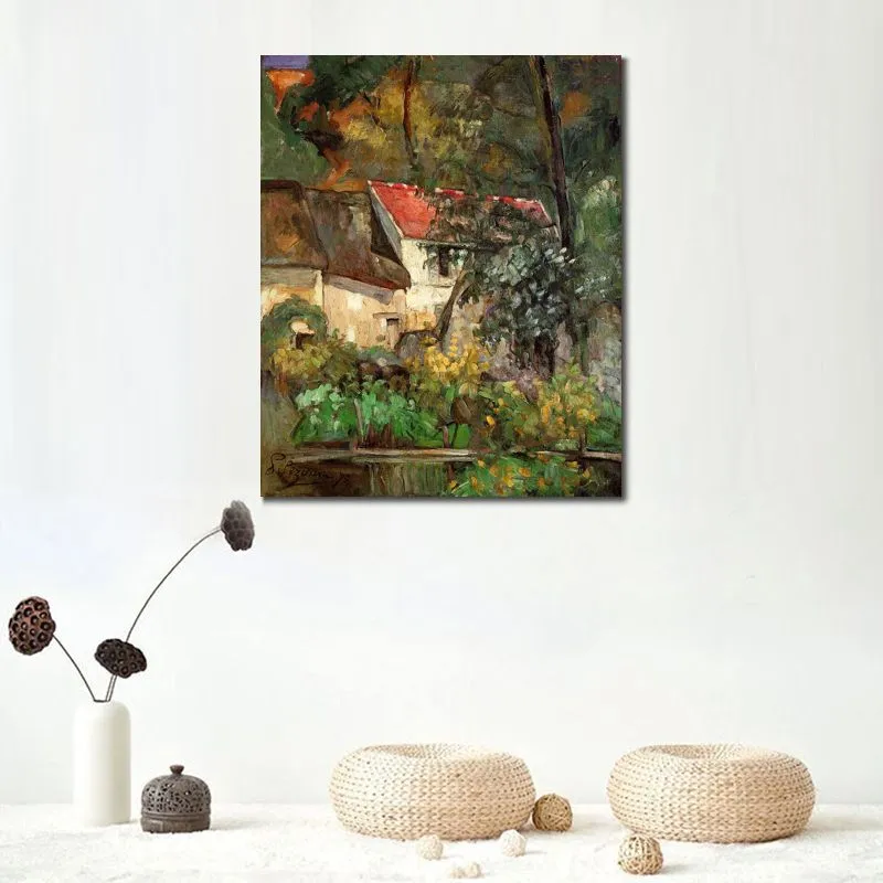 De abstracte Kunst van het Canvas van het Landschap Het Huis van Pere Lacroix in Auvers Paul Cezanne Olieverfschilderij Met de hand gemaakt impressionistisch Kunstwerk