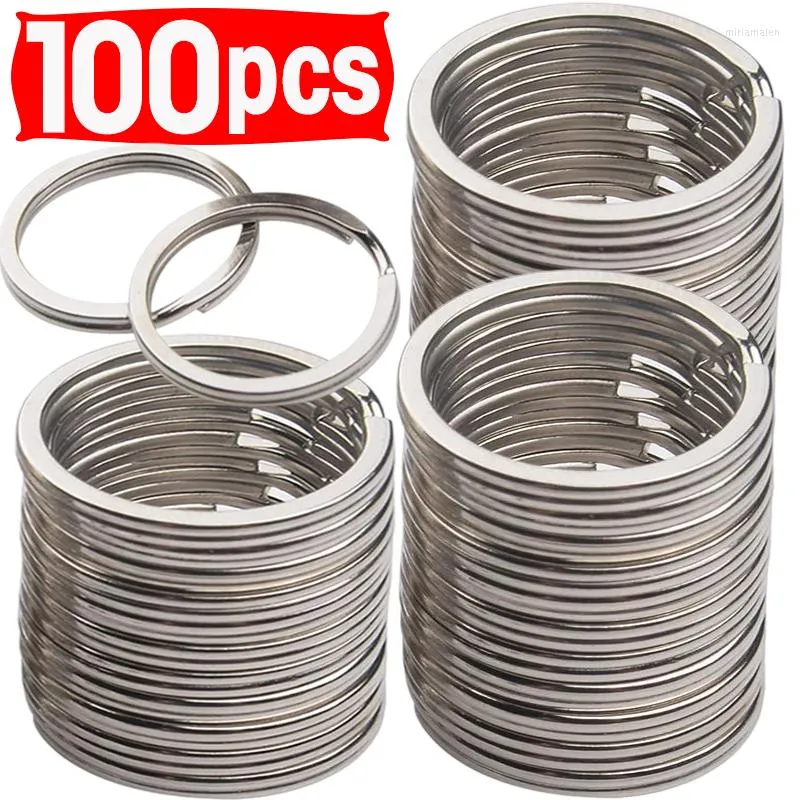 Porte-clés 100 pièces en acier inoxydable ouvert Double saut anneaux pour bricolage clé fendu connecteurs fabrication de bijoux porte-clés 30/25mm