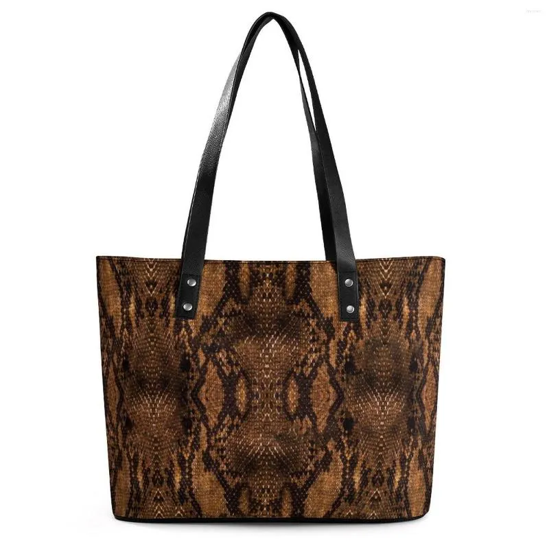 Abendtaschen Braune Schlangenleder-Handtaschen Tierdruck Gürtel-Einkaufstasche Mode PU-Leder Schulter Frauen College Grafikdesign Shopper