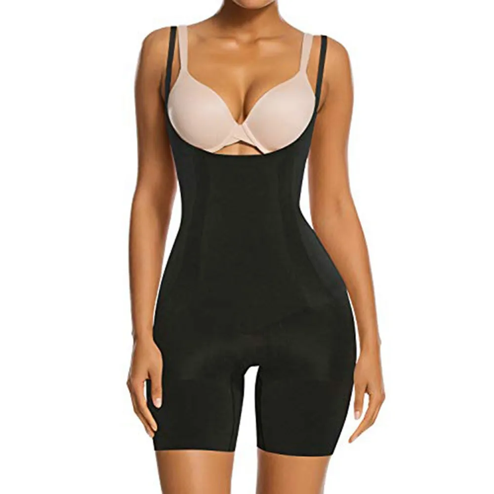 Tummy Control Shapewear for Women Seamless Bodysuit Open Bust Mid Thigh Body Shaper Shorts 369