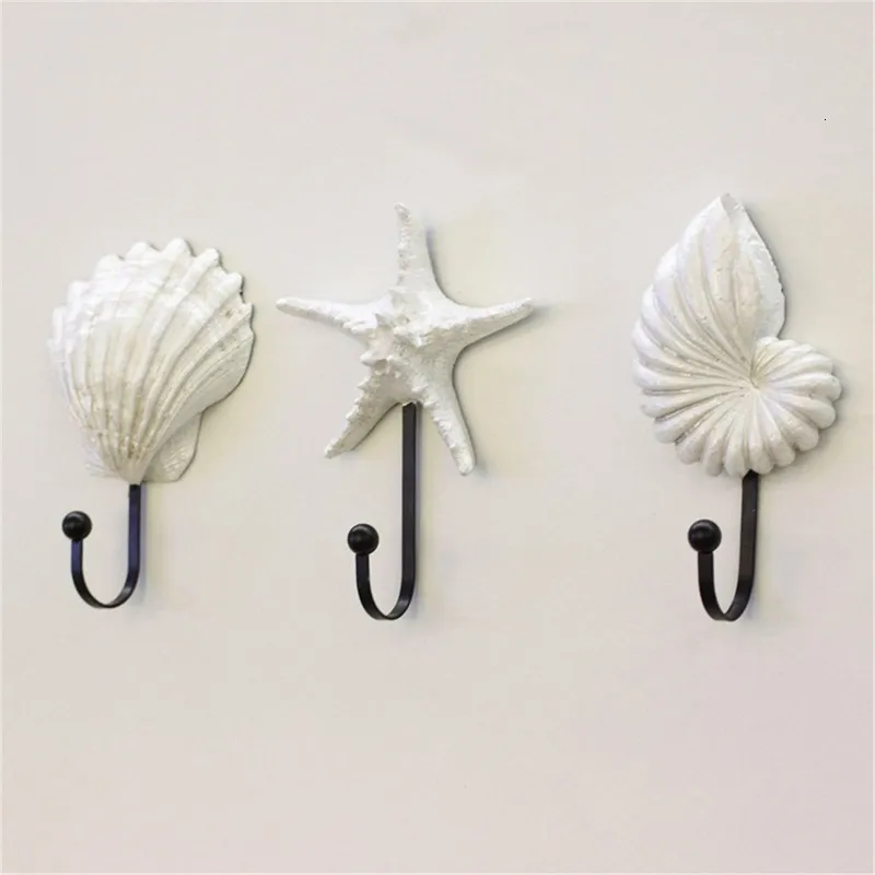 Mensole da bagno Ganci in resina a conchiglia Stile mediterraneo Sea Star Decor Hanger Wall Mounted Vintage Hat Robe Hook Appendiabiti Appendiabiti 40 230615