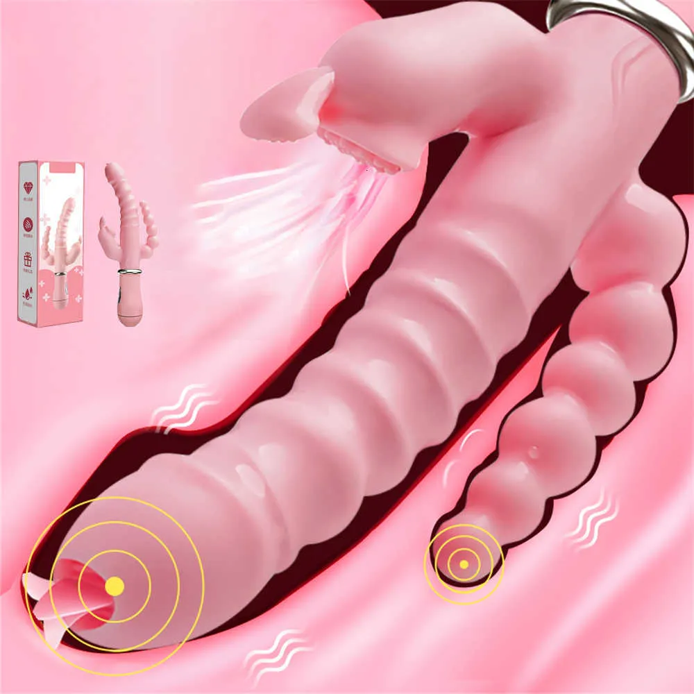 Sexspielzeugmassagegeräte Dildo Kaninchen Vibrator Zunge lecken Klitorale Stimulation Doppelinsertion Anal Stecker weiblicher Masturbator Erwachsener Spielzeug