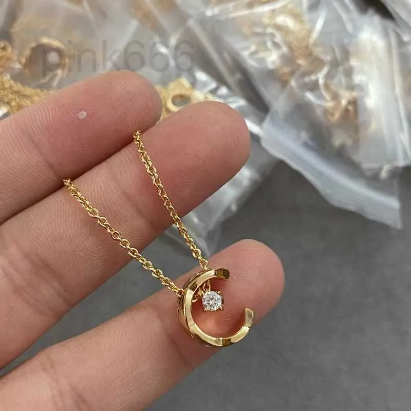 Pendanthalsband designer ismåne halsband cnc ling ge halv krökt c bokstjärna kvinnors krage ben e36u