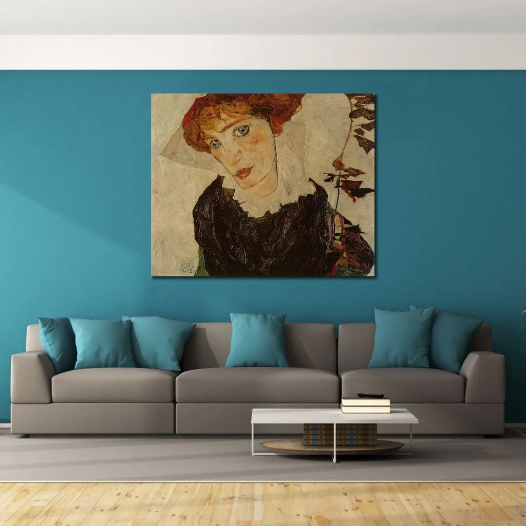 Abstract Figurative Canvas Art Portrait of Valerie Neuzil Egon Schiele målning handmålad modern väggdekor