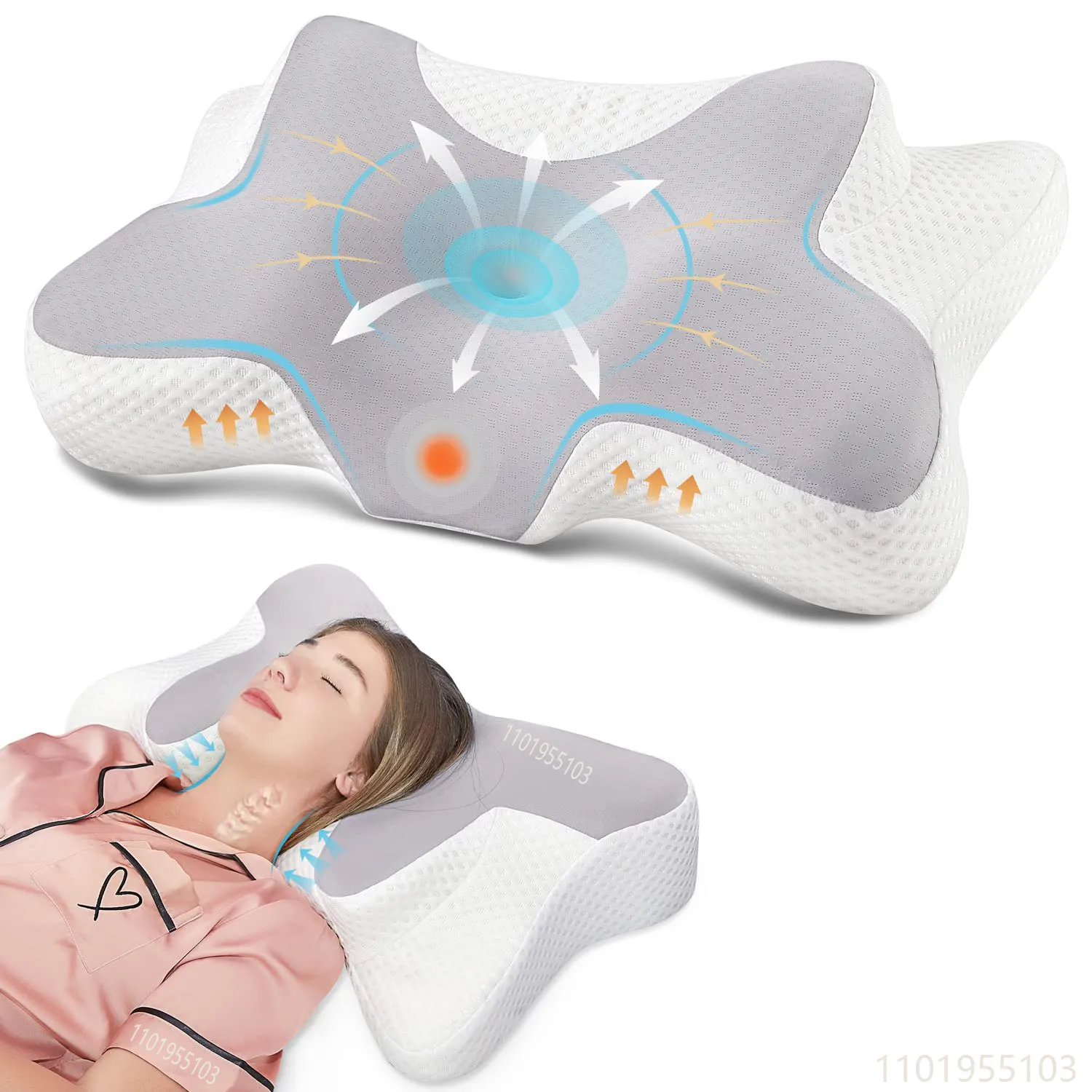 Oreiller en mousse à mémoire de forme pour lit avec housse de refroidissement Soulagement de la douleur au cou cervical Sommeil Réglable Ergonomique 230615