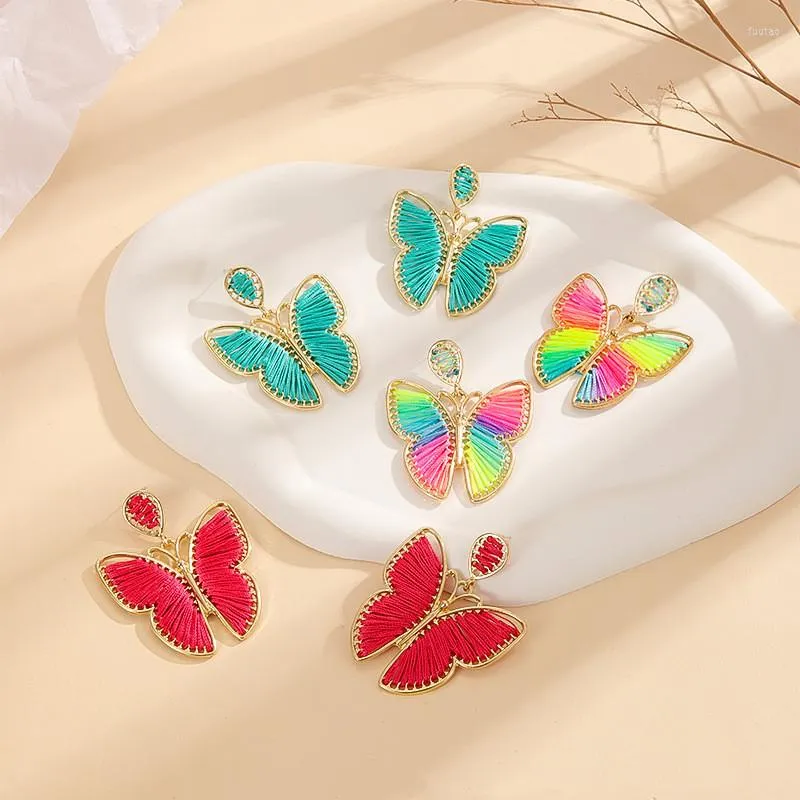 Boucles d'oreilles pendantes bohème mignon coloré papillon Vintage mode fait à la main pour les femmes été luxe plage accessoires bijoux