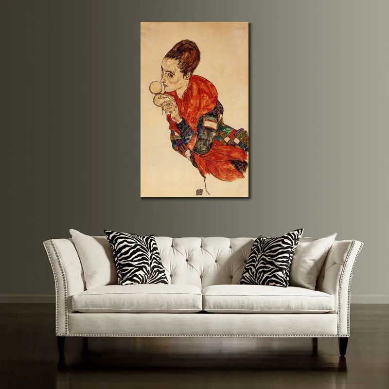 Paysage abstrait peinture Portrait de l'actrice Marga Boerner Egon Schiele toile Art impressionniste fait à la main oeuvre