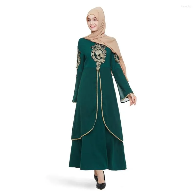 Etnisk kläder vintage klänning kvinnor mode broderade långa kaftan jellaba muslimska dubai ärmar