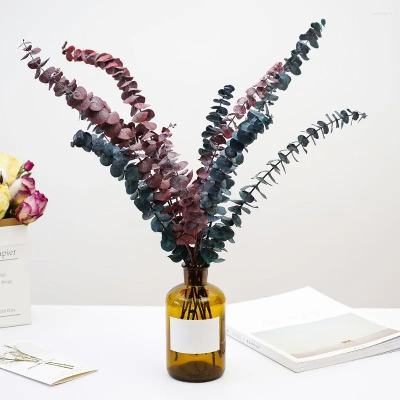 Fleurs décoratives 10/20 pièces grandes feuilles d'eucalyptus séchées odeur Unique résistant au flétrissement Vase Bouquet de mariage fausse tige