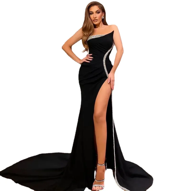 Black Strapless Mermaid Evening Dress with Beaded Sequins and Side Split  Zipper Back from Dhgate Evening Dresses - price 411.69