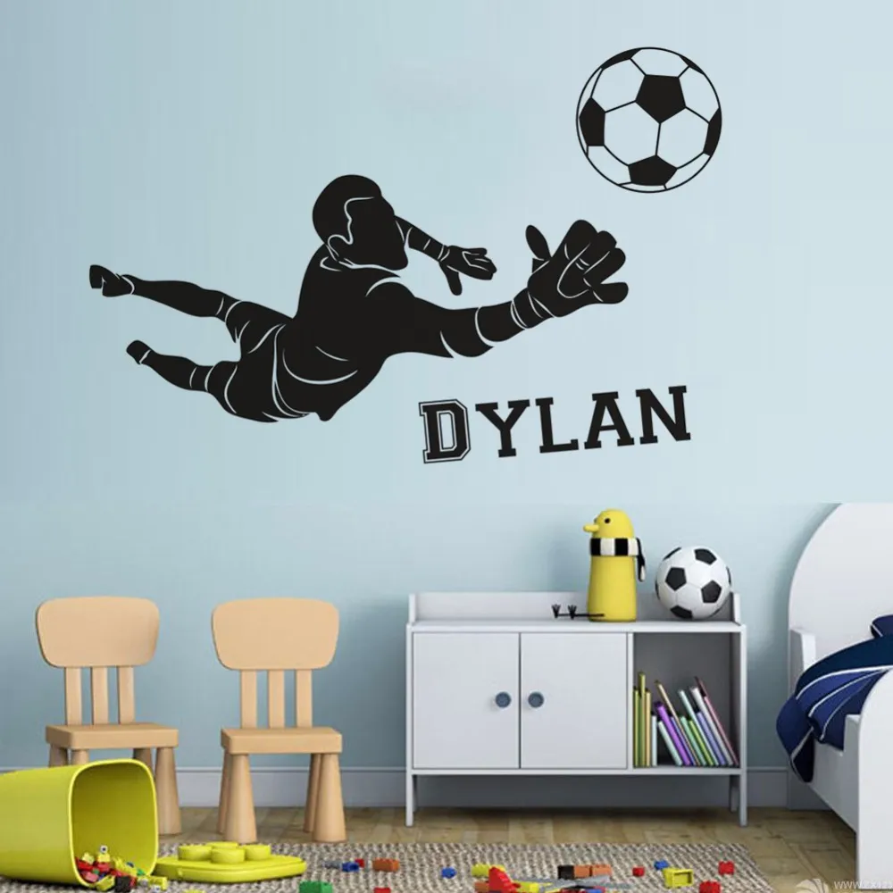 Fotbollsmålvakt Vinyl Wall Sticker Football Club Boys Room Decor Anpassad namn Vägg affisch Soccer Sports Vinyl A1-088