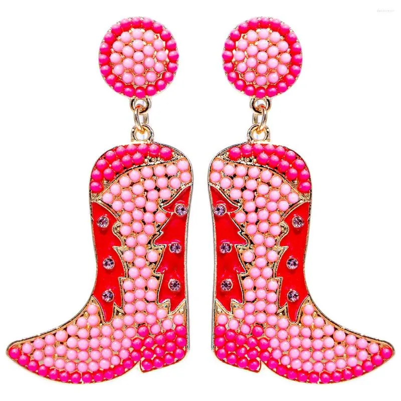 Dangle Boucles D'oreilles ROSE PERLÉ COWBOY BOOT BOUCLE D'OREILLE Western Cowgirl Bottes Pour Femmes Y2k Bijoux Boho Rodéos Chaussures Forme Oreille Accessoires