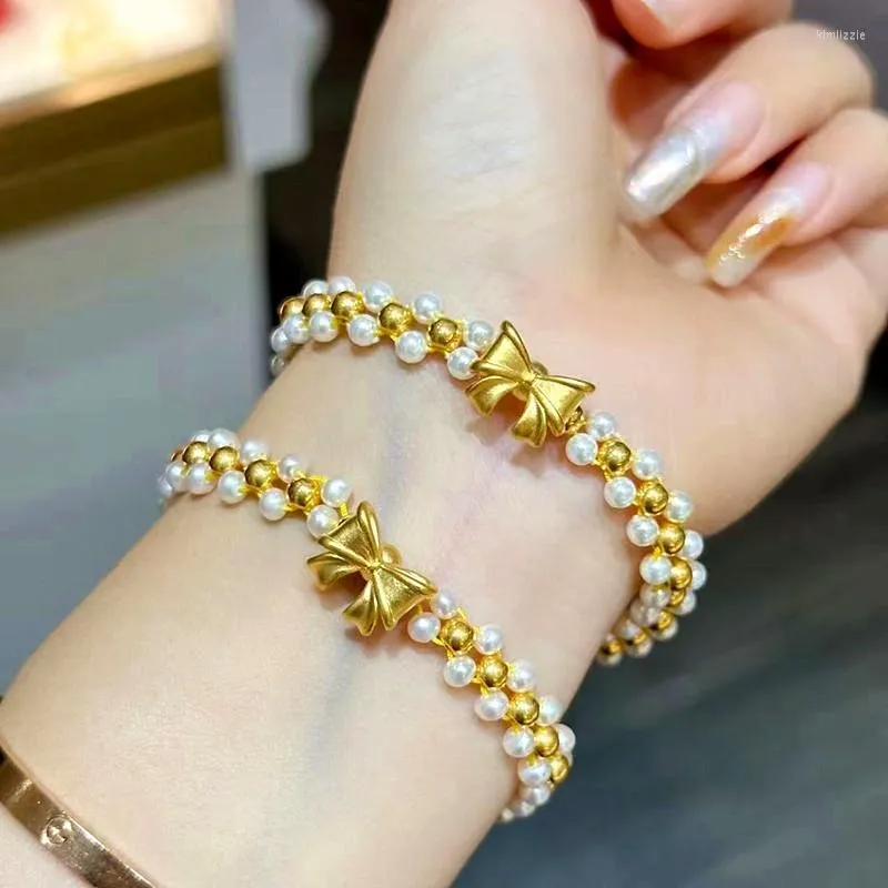 Charm Bracelets 2023 High-End Vitality Yellow Fairy For Women Light Luxury Design Hand Woven Beads Princess Bow String Gift