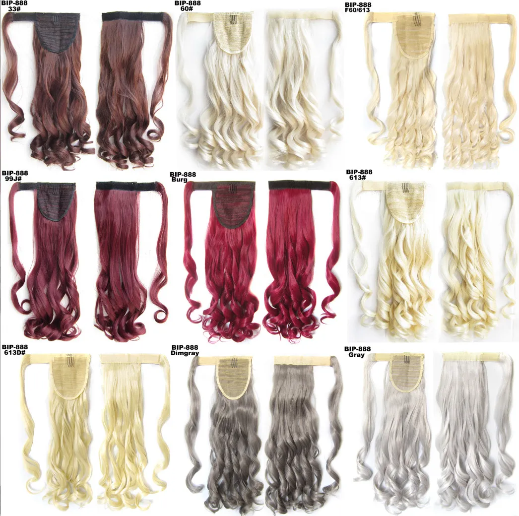 22 Inch Dames Tie-up Paardenstaart Magic Velcro Wrap Curly Hair Extension Verscheidenheid aan stijlen Verbeter je look