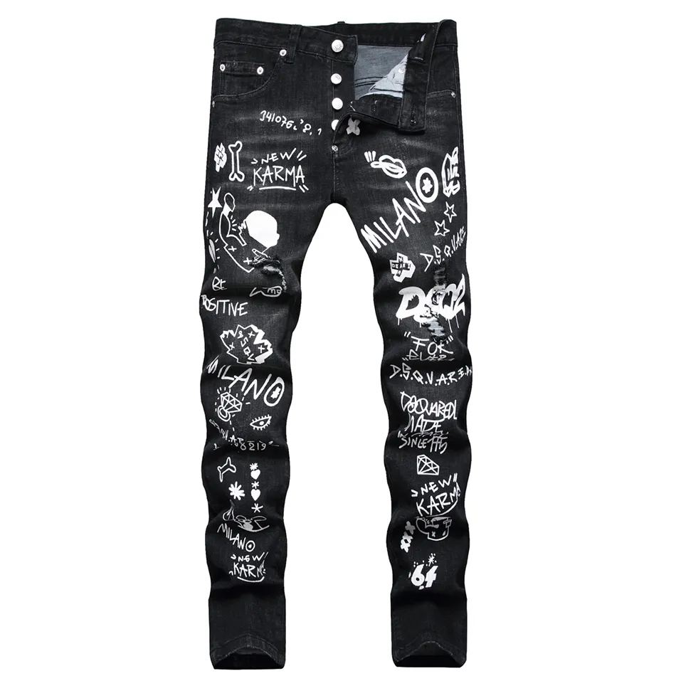 DSQ2 MĘŻCZYZN FOUD Guy Dżinsy Czarne klasyczne Man Hip Hop Rock Moto Męs Mens Casual Design Ripped Chude Denim Biker DSQ DSQ DINS 1096 BIG SIZE 40