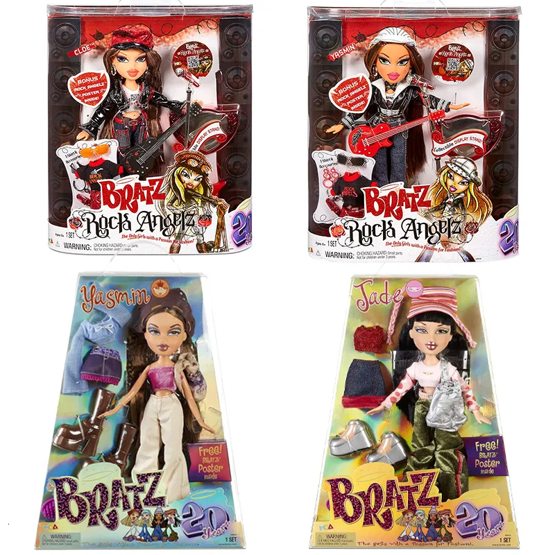 Action Toy Figures Original Bratz Doll Rock Angelz Yasmin Cloe Children Dolls Collection Figure Girl Birthday Present Set 230615