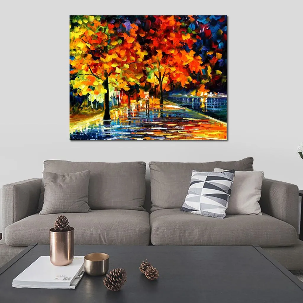 Modern Canvas Wall Art Rivershore Park Handcrafted Landscape Painting New House Decor