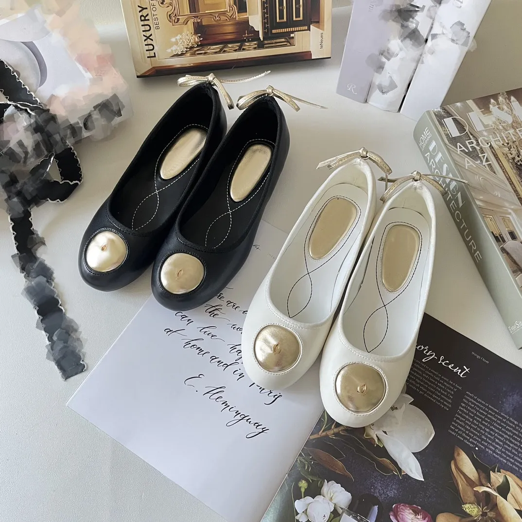 Designer Black Paris Luxury Ballet Flats Shoes Women Brands Bowknot