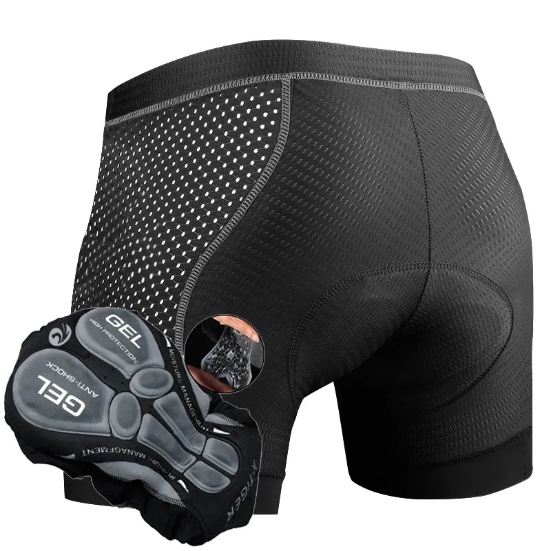 Sous-vêtements de cyclisme X-TIGER Short de vélo rembourré pour homme Sous-vêtement de cyclisme Rembourrage 5D Short de doublure VTT avec poignées antidérapantes 230616