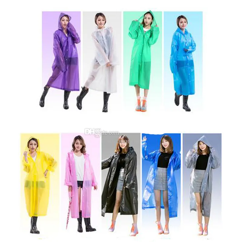 Vuxen barnstorlek huva eva regnrock unisex vattentät poncho lång vindtät poncho utomhus vandring transparent regnrock bärbara regnkläder ingen engångs