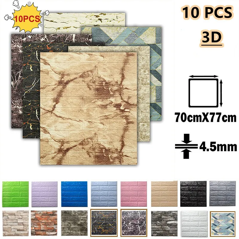 Väggklistermärken 10 st 3D Selfadhesive Panel Waterproof Foam Sticker Diy Decor Living Roomtv Protection Baby Anti Collision Wallpaper 230616