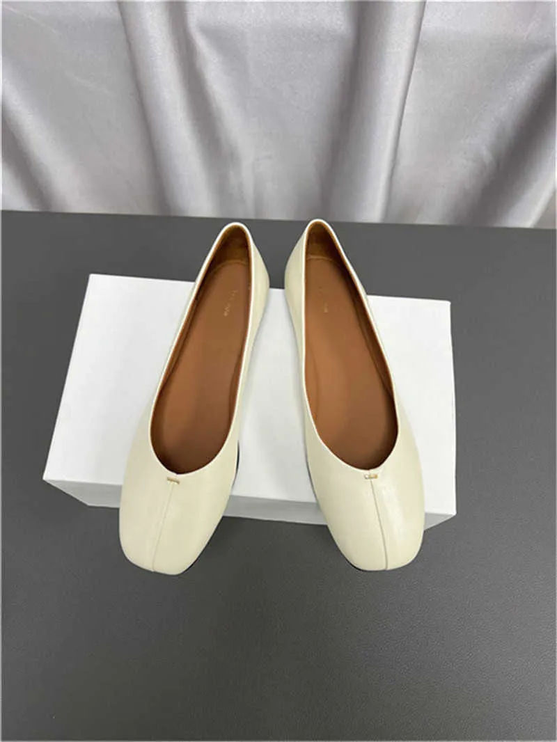 Pure Original The Row New style Cowhide Casual Flat Single Shoes Soft Leather Grandma Shoes Ballet Shoes Women