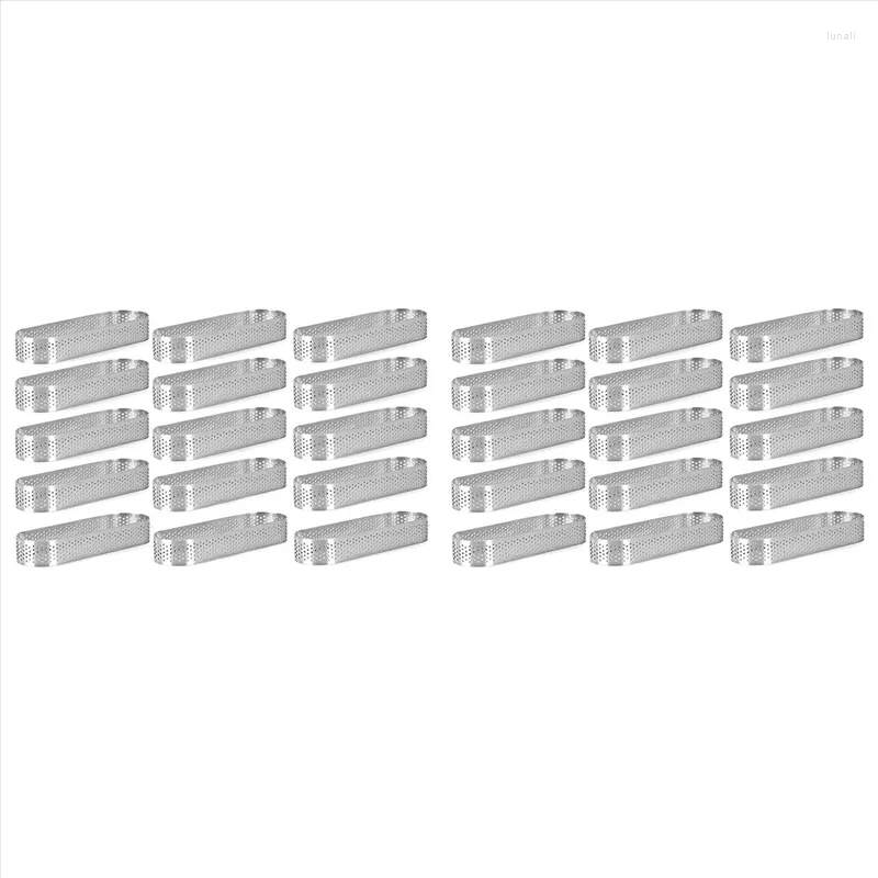 Strumenti Bakeware 30Pcs Stampi per Tartellette Ovali Crostata Perforata Per Cottura in Acciaio Inossidabile Forma Rotonda Anello Mousse Torte Quiche