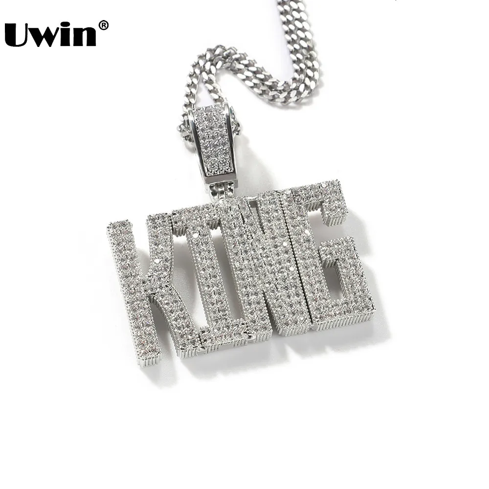 Pendentif Colliers UWIN Personnalisé Script Régulier Police Nom Colliers Glacé Cubique Zircone Lettres Pendentif Mode Hip Hop Bijoux pour Cadeau 230615