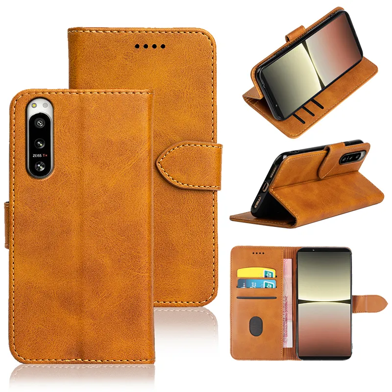 Luxury Flip Cover Leather Phone Case för Sony Xperia 10 V 5 IV PDX-224 PRO-I 5 1 III ACE II SO-41B 10 III Lite Wallet Leather Case With Card Holder