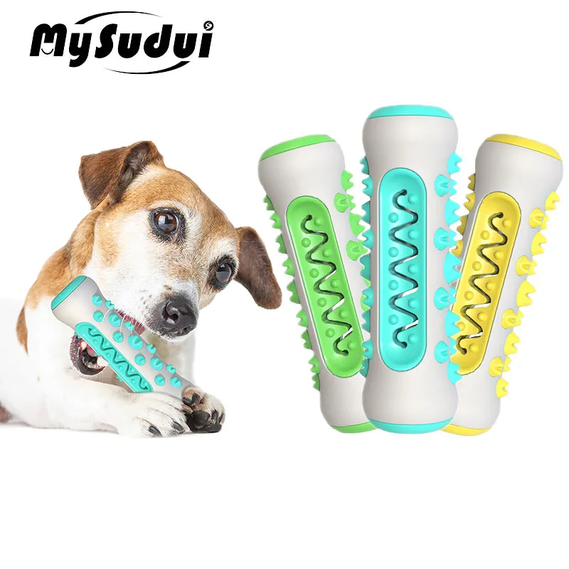 MySudui multifonction animal de compagnie chien molaire morsure jouet dent nettoyant os chien mâcher nettoyage brosse à dents jouets morsure résistant distributeur de friandises