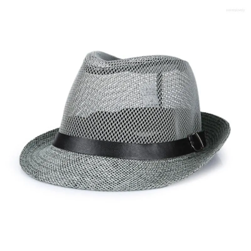 Berets Summer Linen Breathable Sunhat Jazz Hat Small Outdoor Sun Men Leather Belt Cap Western Cowboy Panama Sombrero