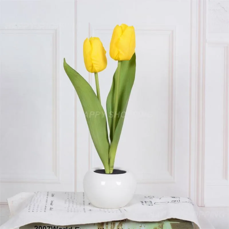 Table Lamps Atmosphere Light El Bedroom Bedside Simulation Tulip Tulips Artificial Flowers Wholesale Home Decor Interior Decoration 2023