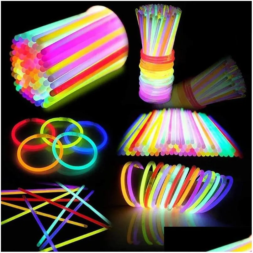 Decoração de festa Peças de luzes fluorescentes brilhando no escuro Pulseira Colar Neon Aniversário Halloween Prpartyparty Dro Dhekc