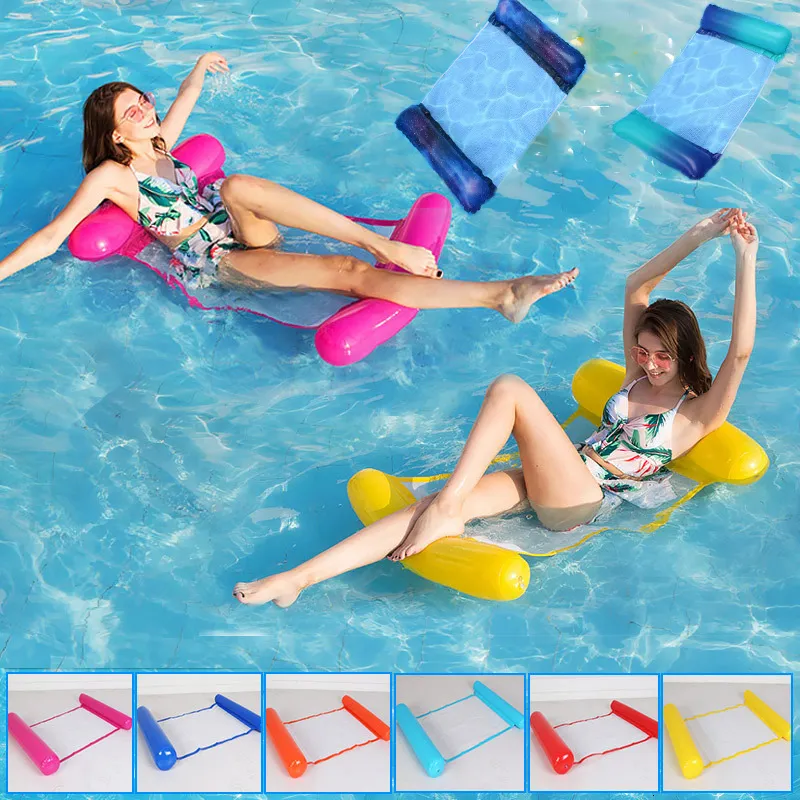 Inflatable Floats tubes Water Hammock Recliner Inflatable Floating Swimming Mattress Sea Swimming Ring Pool Party Toy Lounge Bed For Swimming 230616