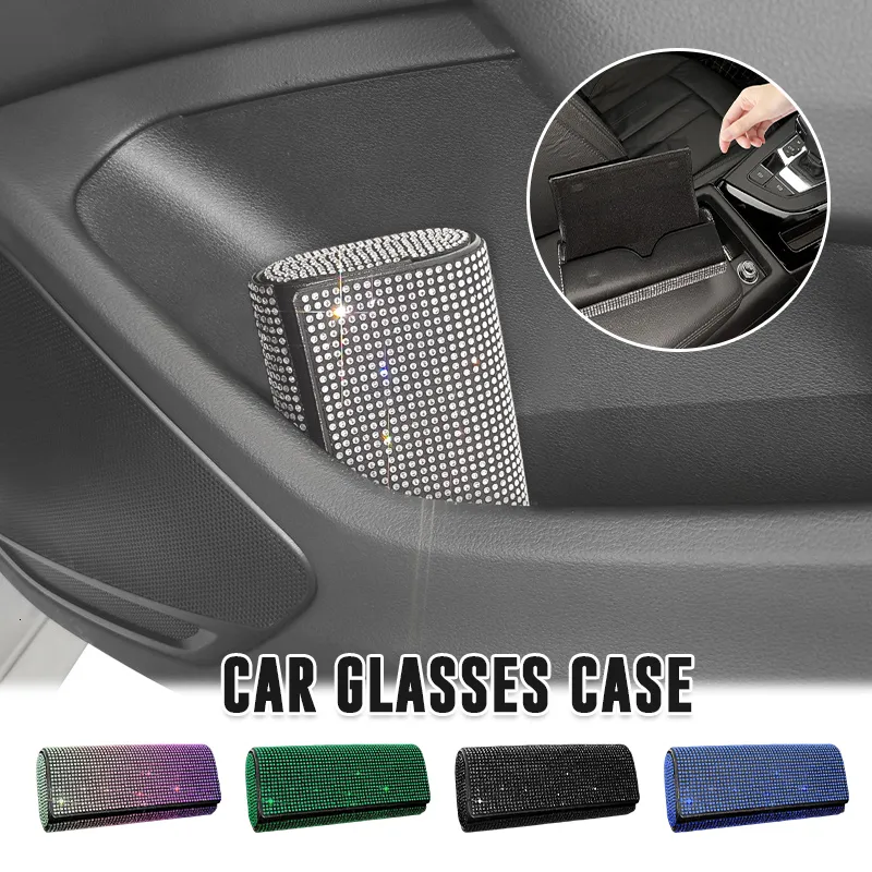 Solglasögon Fall 16 cm Universal Car Glasses Case Solglasögon Lagring Box Bling Glassar Holder Auto Interior Organizer Accessories 230615