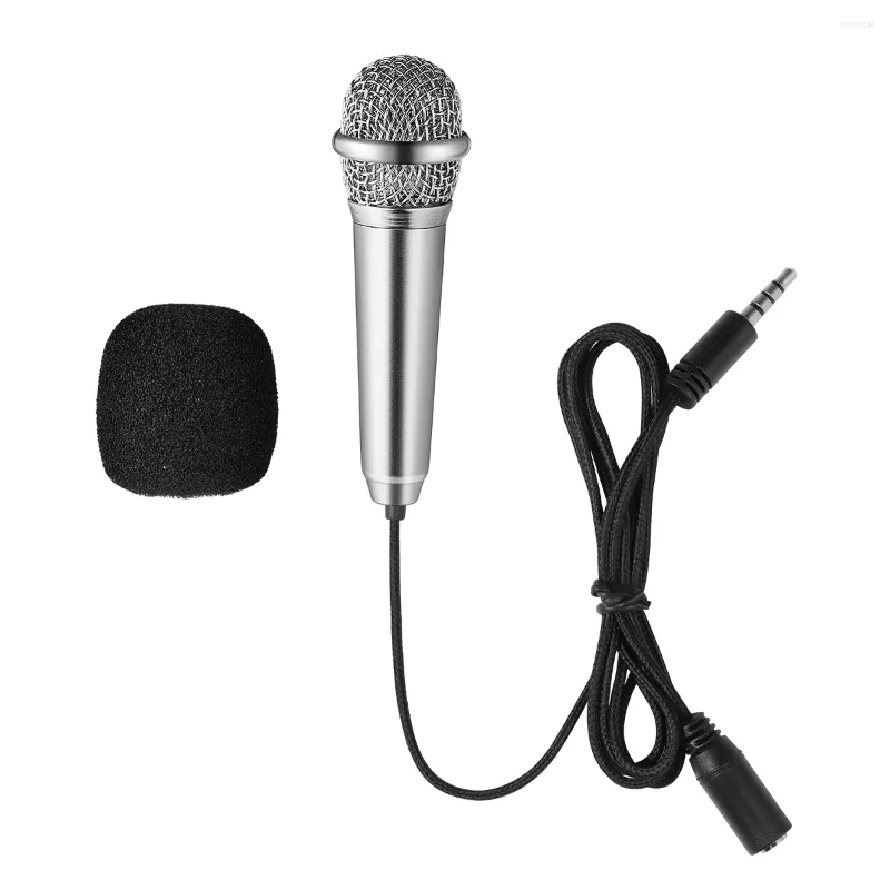 Microfoni Healifty Mini microfono per karaoke Voce/strumento portatile per registrazione vocale Chat e canto (Argento)