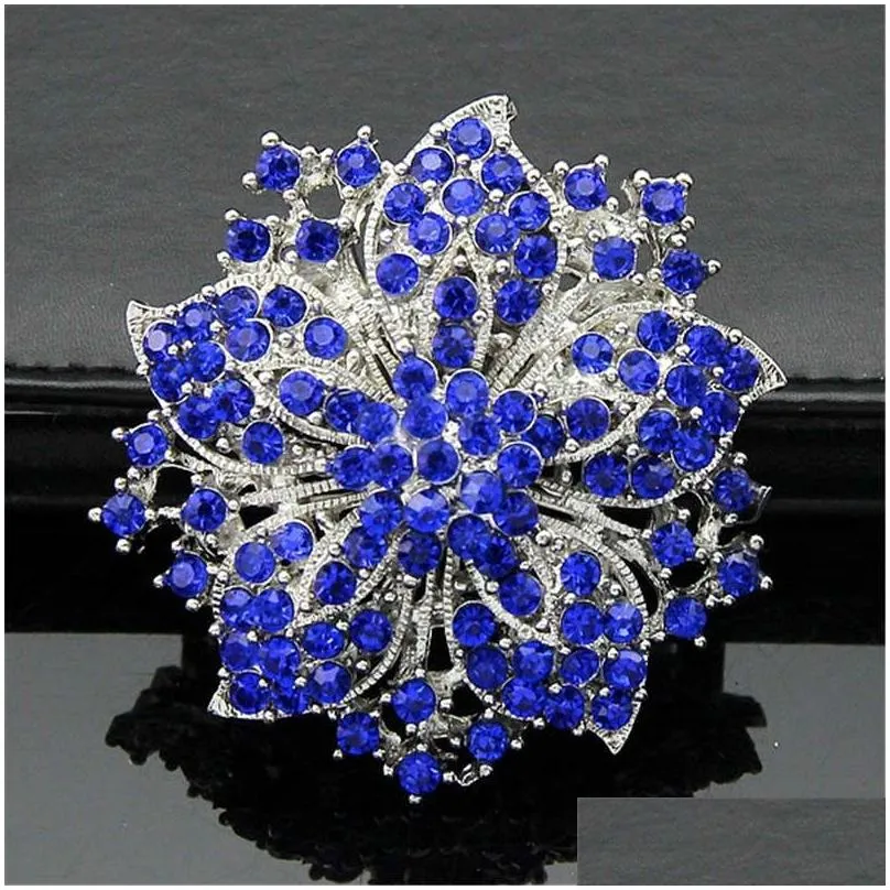 Broches Broches Diamant Broche Cristal Fleurs Bauhinia Pins Boutonnière Bâton Cors Écharpe Clips De Mariage De Mode Bijoux Will And Drop Dhkwt