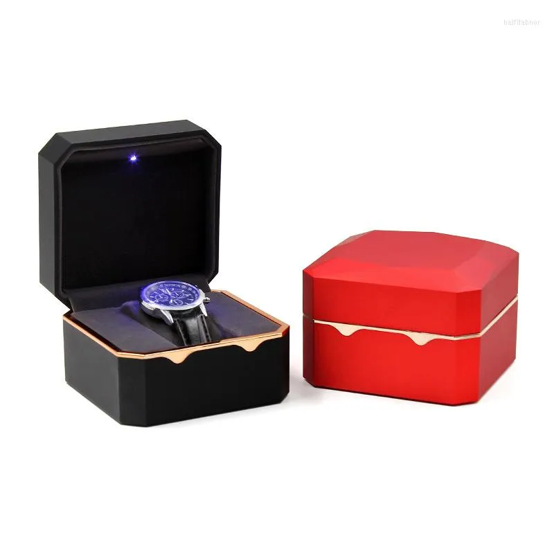 JAGITYKI BIDEY FLANEL LED Pudełko z światłem dla miłośników Prezent Wedding Wedding Prender wisiorek do przechowywania pudełka biżuterii i opakowania