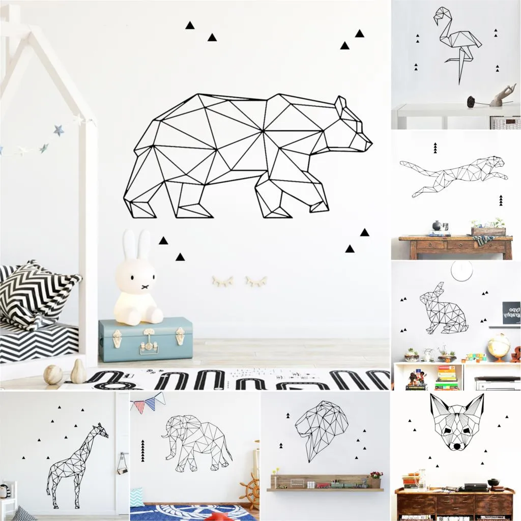 27 Stile Grande Geometria Animali Wall Sticker Per La Decorazione Della Casa Soggiorno Arredamento Camera Da Letto Decalcomanie Artistiche Adesivi Murali Murali