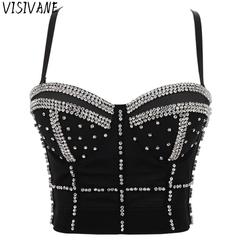 Women's Tanks Camis Visivane Diamond Sequin Tank Top Women Bra Camis Shirt Woman Clothing y2k Shaper Sexy Corset Ladies Crop Tops Blusas 230615