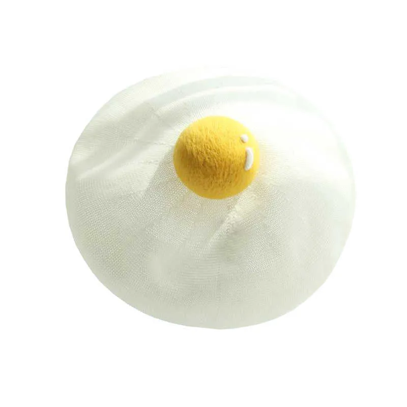 Berets Women Girl New Breathable Knit Mesh Thin Poached Egg Lovely Fried Yolk Wool Beret Quality Painter Caps Z0616
