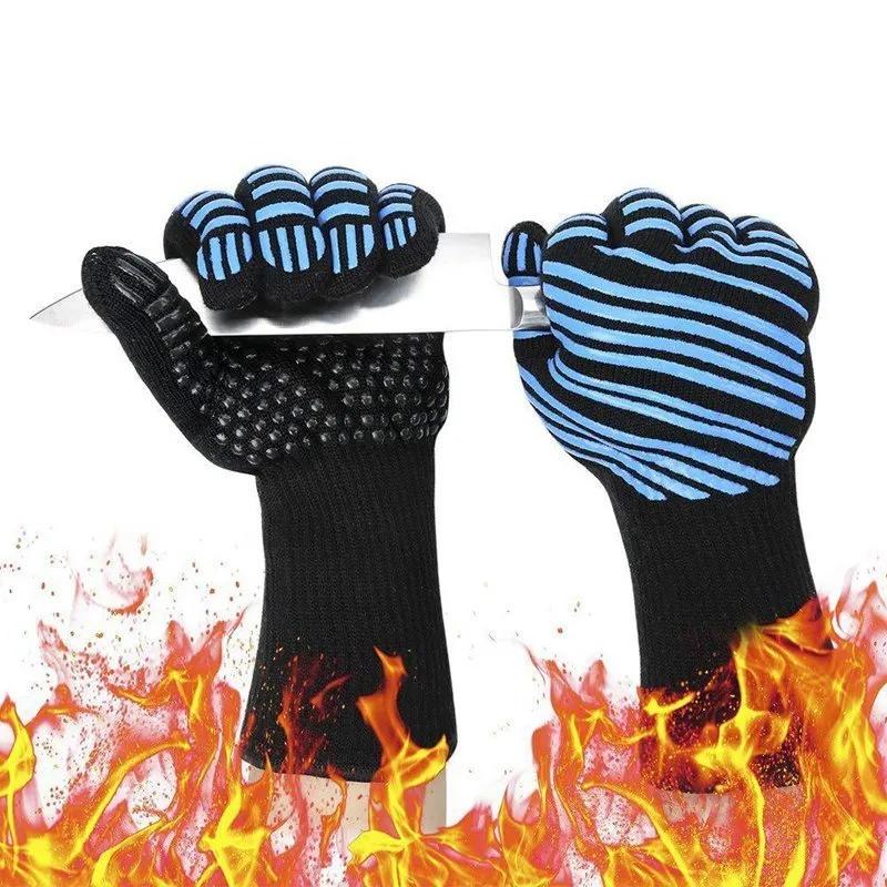 Guantes ignífugos para barbacoa, guantes resistentes a cortes de parrilla  1472°F guantes resistentes al calor, guantes de horno de silicona