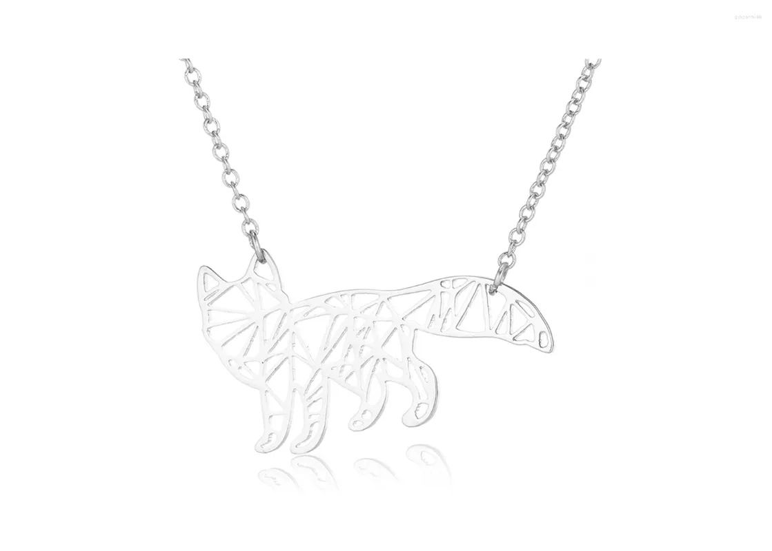 Pendant Necklaces 10pcs Origami Vulpecula Viking Wolf Necklace Minimalist Linellae Stainless Steel Wild Animal Jewelry