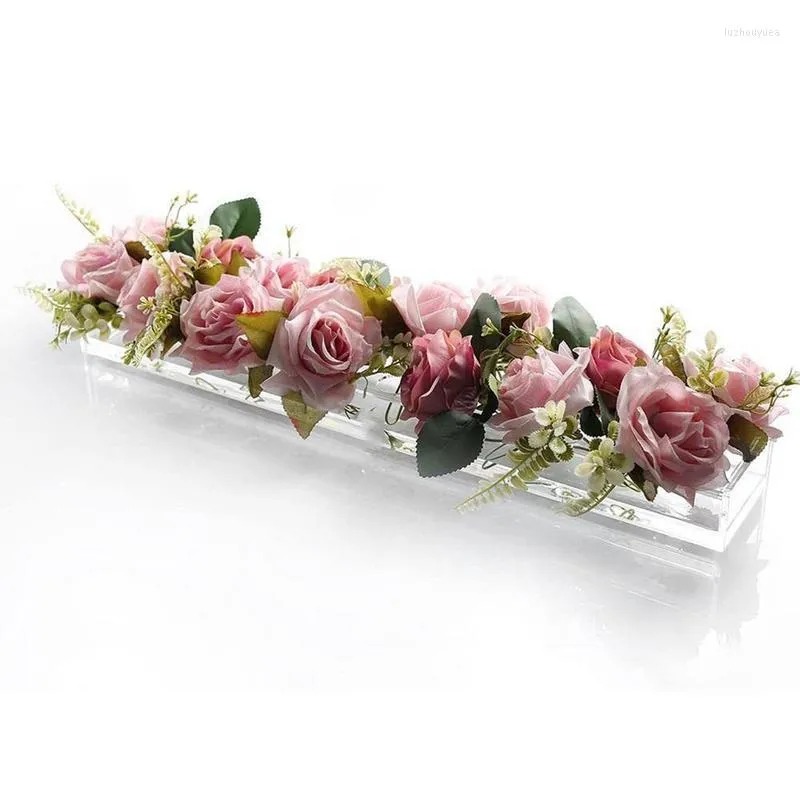 Vases Rectangulaire Acrylique Vase Clair Longue Fleur Pièce Maîtresse Décorative Arrangements Floraux Pour Le Mariage À La Maison