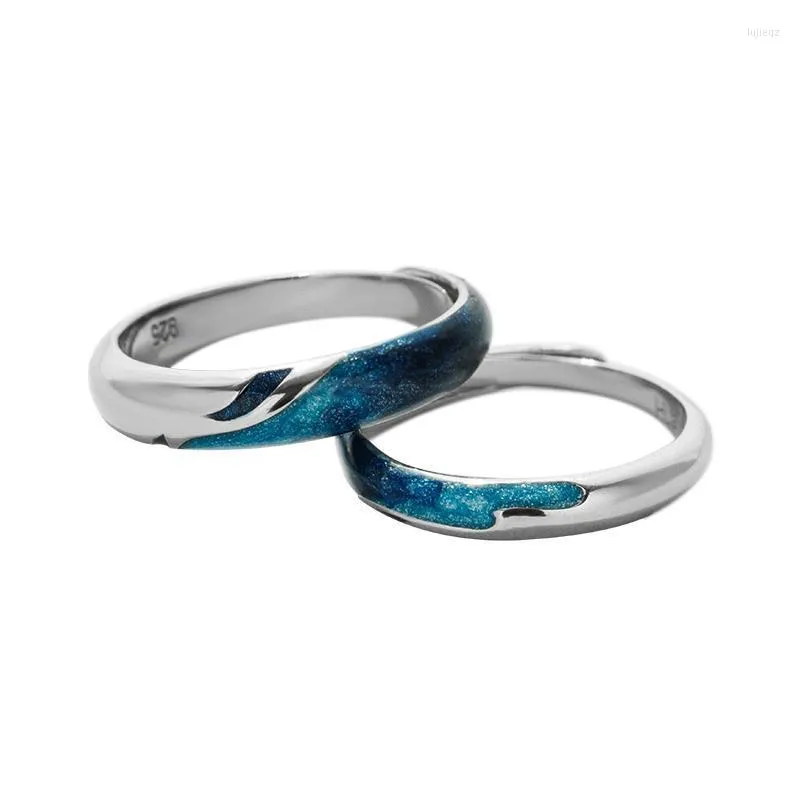 Bagues de grappe Conception originale S925 Argent Style chinois Série Lumière d'eau froide Luxe Romantique Doux Couple Bague