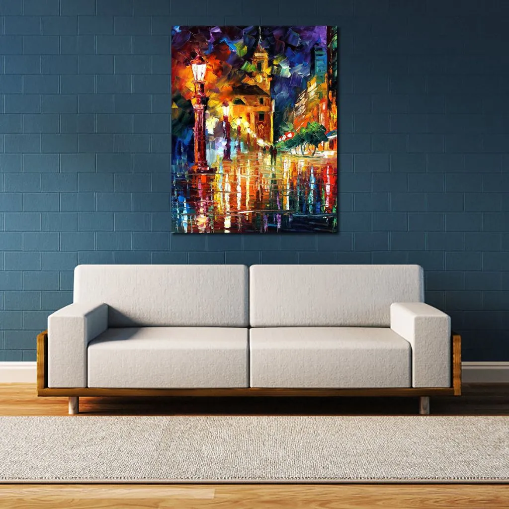 Contemporary Abstract Canvas Art Old Street Ii Handmade Landscape Oil Painting Living Room Wall Decor