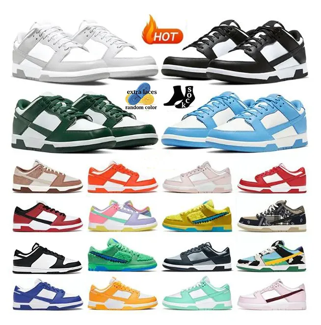 Nouveau noir blanc Panda chaussures de course bas UNC université bleu côte gris brouillard Vintage vert laser orange syracuse momie chlorophylle hommes wome baskets plates décontracté